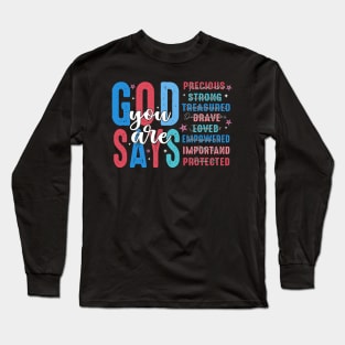 God Says I Am 4th of July, Memorial Day, Independence Day, USA Flag, Fourth of July Long Sleeve T-Shirt